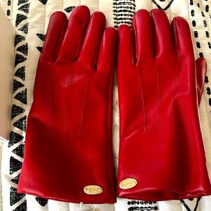 Coach brand red leather gloves